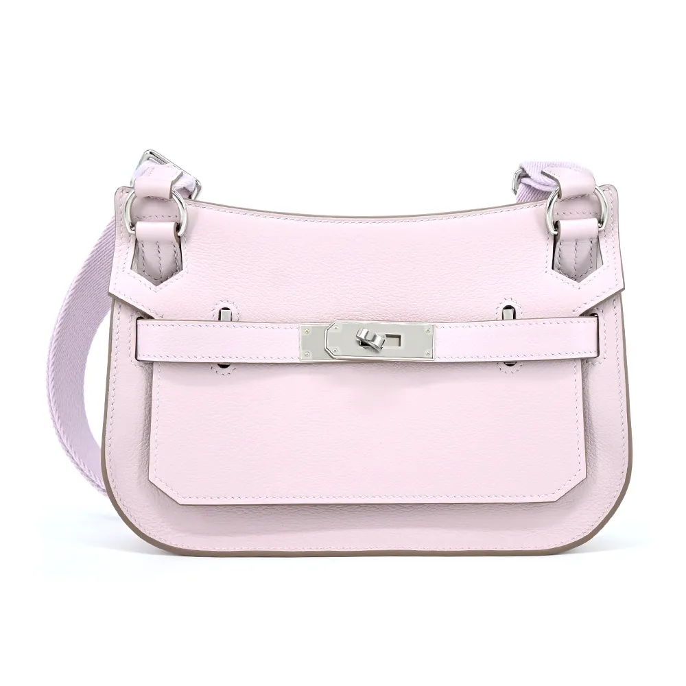 【Hermes 愛馬仕】Jypsiere mini Evercolor 牛皮斜背包(09夢幻紫/W刻/銀釦)