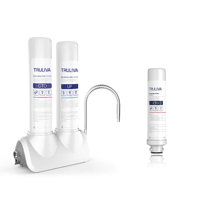 【Truliva】廚上型桌上型生飲級淨水器濾水器CU3040+濾芯FCU30CT*1(一年份 DIY安裝)