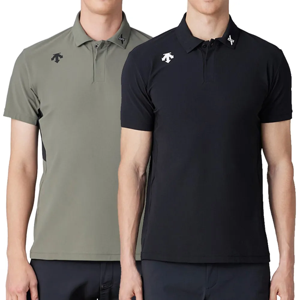 【DESCENTE】GOLF 迪桑特 男士 透氣高爾夫短袖POLO衫(黑色/卡其色)