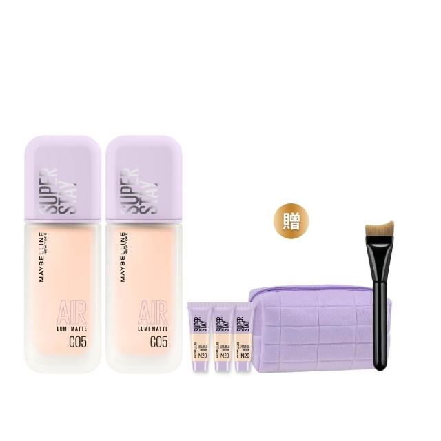 【MAYBELLINE 媚比琳】全新升級!裸霧光持久水粉底AIR 2入組(#小方胖AIR#專櫃級奢華粉底)