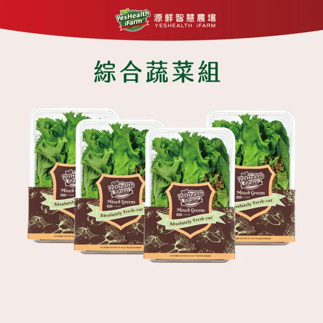 【源鮮智慧農場】綜合蔬菜組180g x 4盒 (生菜｜生菜沙拉｜水耕生菜｜生菜箱)