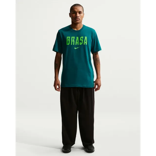 【NIKE 耐吉】短袖上衣 男 CBF M NK WORDMARK TEE T恤 足球 世界盃 巴西隊 綠 (IH2175381)