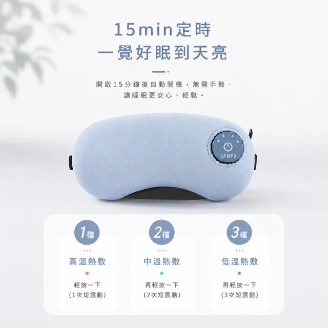 【SAMPO 聲寶】智能無線熱敷眼罩/遮光眼罩/蒸氣眼罩(HQ-Z23Y1L)