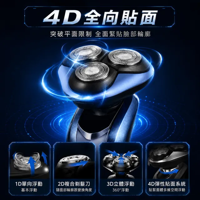 【SAMPO 聲寶】4D水洗三刀頭電動刮鬍刀/電鬍刀(EA-Z1613WL)