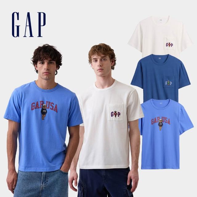 【GAP】男裝 寬鬆版布萊納小熊Logo短袖T恤-多色可選(895172)