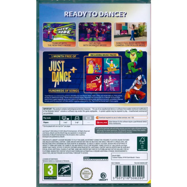 【Nintendo 任天堂】NS SWITCH 舞力全開 2026 中英文歐版 Just Dance 2026 盒裝序號