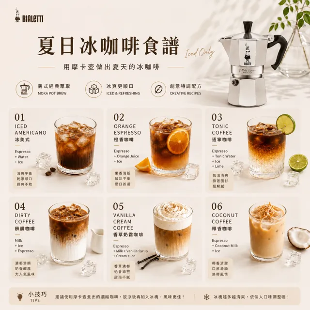 Bialetti 比亞樂堤】經典摩卡壺MOKA-6杯份(義式濃縮/露營咖啡壺/免插電