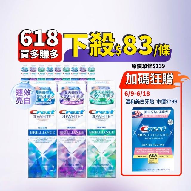 【Crest】好評囤貨組-極致鑽白 美白牙膏110g 12入．牙齒美白(鑽亮炫白/鑽感薄荷/亮白防蛀)