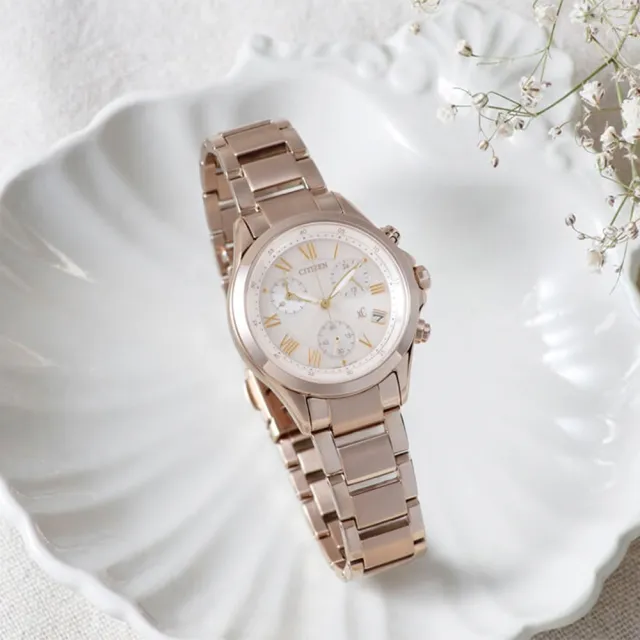 【CITIZEN 星辰】XC 光動能計時女錶-玫瑰金/32.5mm 開學禮 送禮 推薦(FB1405-58A)