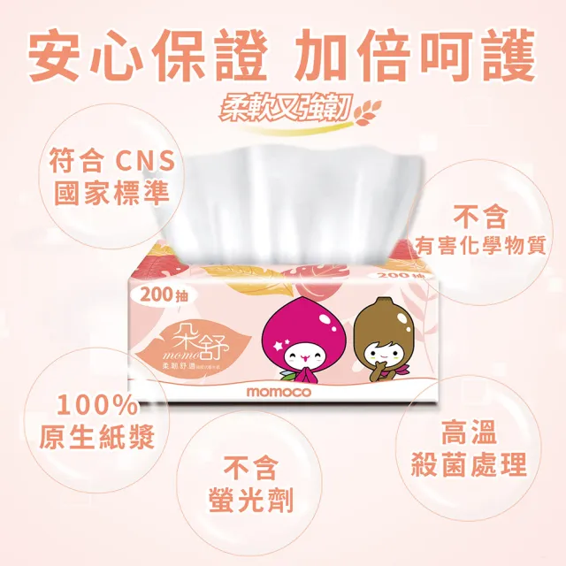 【朵舒】momoco柔韌舒適抽取式衛生紙(200抽x56包/箱/mo選)
