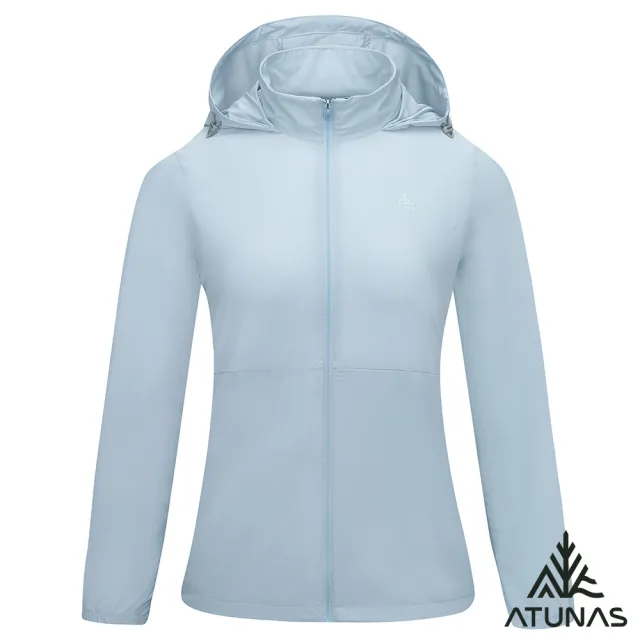 【ATUNAS 歐都納】女款防曬透氣輕量涼感立領外套(A8GA2616W冰藍/戶外健行/日常休閒/收納輕巧)