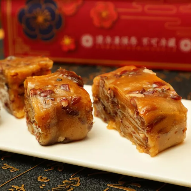 【給力食品】金磚桂圓紅豆糕 1盒組 全素食糕點(柴燒桂圓 年菜年節禮盒)