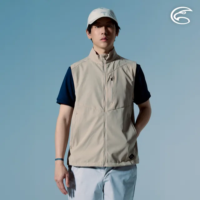 【ADISI】男防曬輕抗風平織背心 AV2691036 卡其 M-3XL｜UPF30+ 抗UV 吸濕排汗 輕抗風 立領 防曬背心