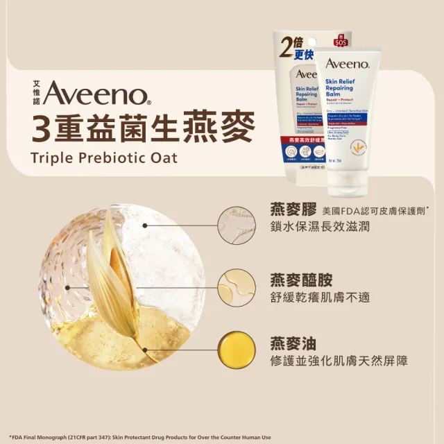 【Aveeno 艾惟諾】燕麥高效舒緩萬用霜75ml