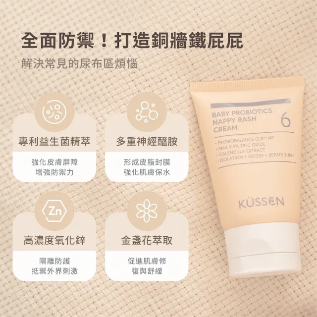 【KUSSEN 葵森】寶寶二合一洗浴慕斯 350ml*2+寶寶益菌屁屁膏 50ml