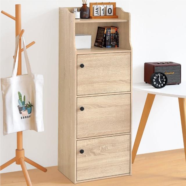 【HOPMA】日系造型三門一格收納櫃 台灣製造 置物櫃 書櫃 空櫃 三門櫃 四層櫃