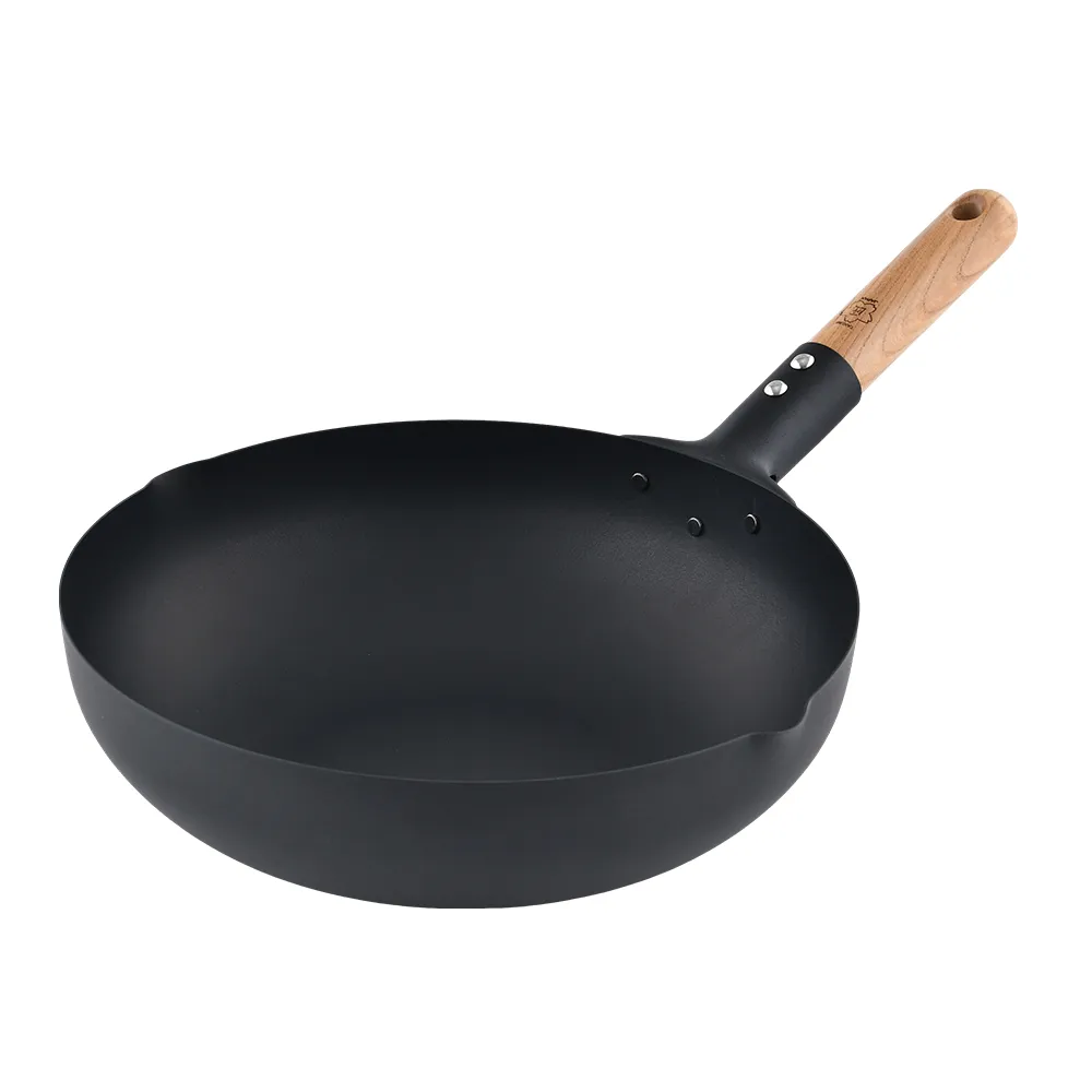 【TAKUMI 匠】岩網紋中華炒鍋 鐵鍋 28cm 日本製 {電磁爐 IH爐可用}(平輸品)
