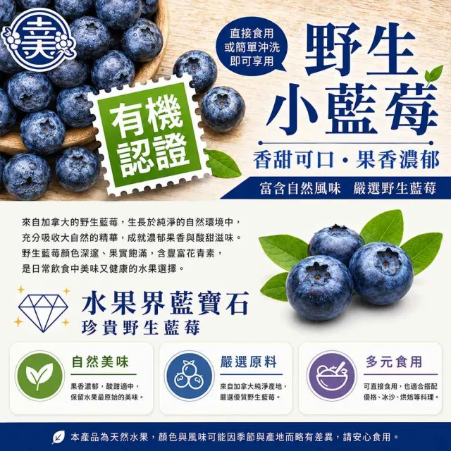 【幸美生技】加拿大進口有機驗證冷凍野生小藍莓400g x2包(慈心有機驗證  農殘 重金屬檢驗通過)