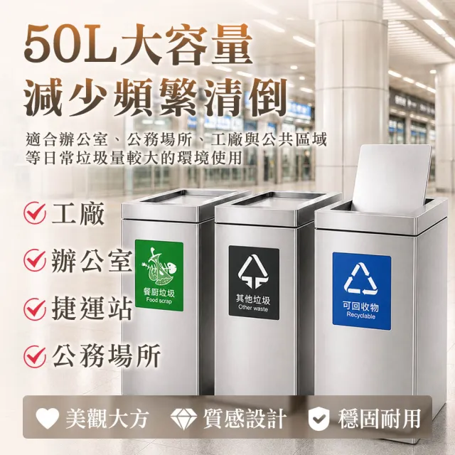 不銹鋼垃圾桶 廚餘回收桶 搖擺式垃圾桶 清潔箱 分類桶 環保分類垃圾桶 資源回收桶 208-STC90S