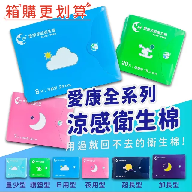 【愛康】48包/箱 涼感衛生棉 護墊型/15.5cm 20片/包