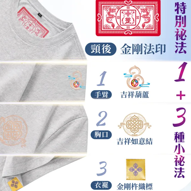 【雨揚】開光加持 福祿平安衣 短袖T恤 尺寸任選(法藥塗料/淨化除穢/金剛杵/吉祥如意結/葫蘆/五行)