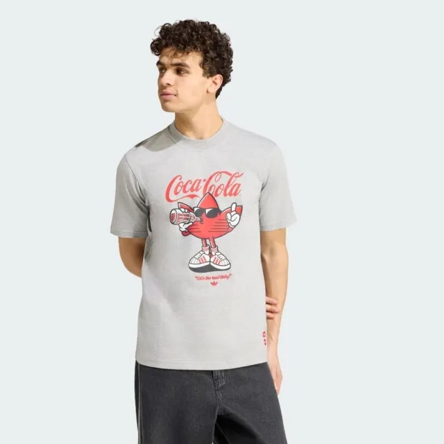 【adidas 愛迪達】Cc Treffie Tee 男女 T恤 運動上衣 休閒短袖 灰 亞版 可口可樂(KY2107)
