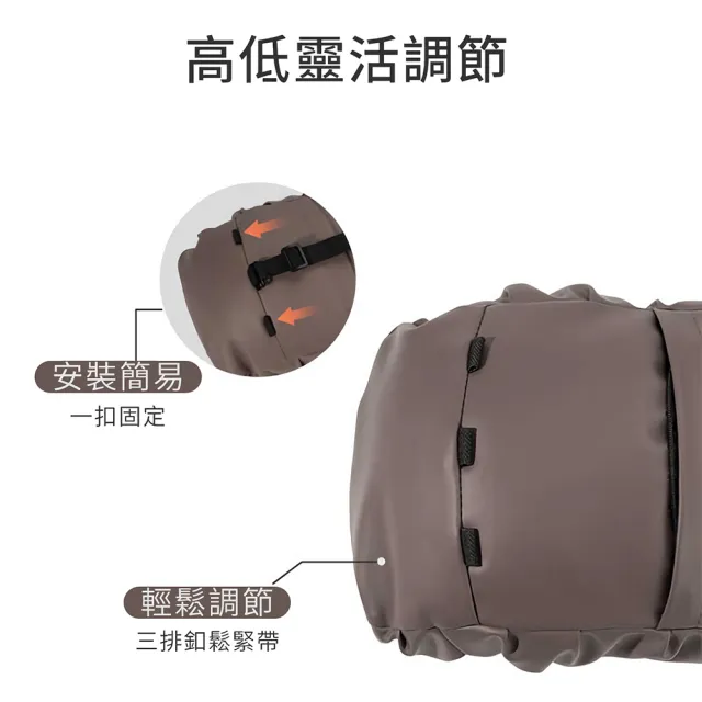 Tourix Nappa質感皮革汽車用頸枕 奢柔觸感三排釦高低調節 舒適雲朵棉立體支撐 座椅頭枕護頸靠枕