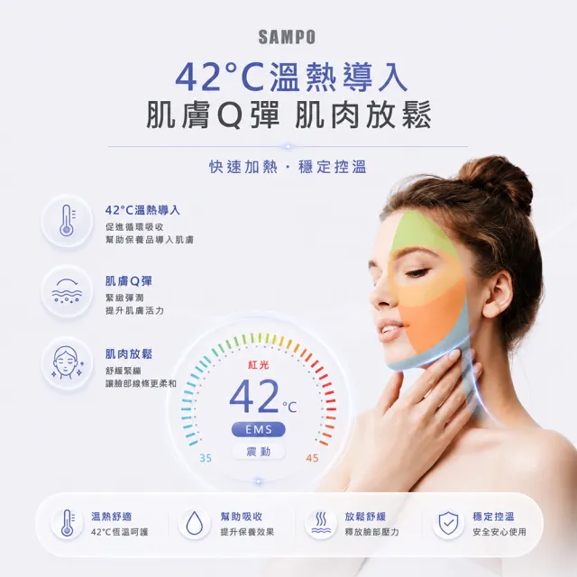 【SAMPO 聲寶】緊緻美顏溫感震動按摩儀/美容儀/臉部拉提(FY-Z2401DL)