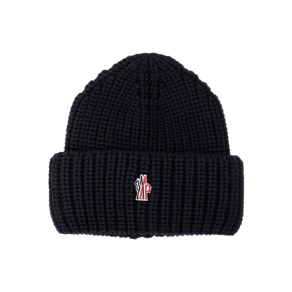 MONCLER】秋冬新款GRENOBLE系列品牌LOGO 羊毛毛帽-黑色(ONE SIZE