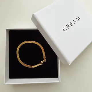 【CReAM】Elena歐美冷淡風4mm不鏽鋼鍍18K金色 蛇鍊手鍊 手環