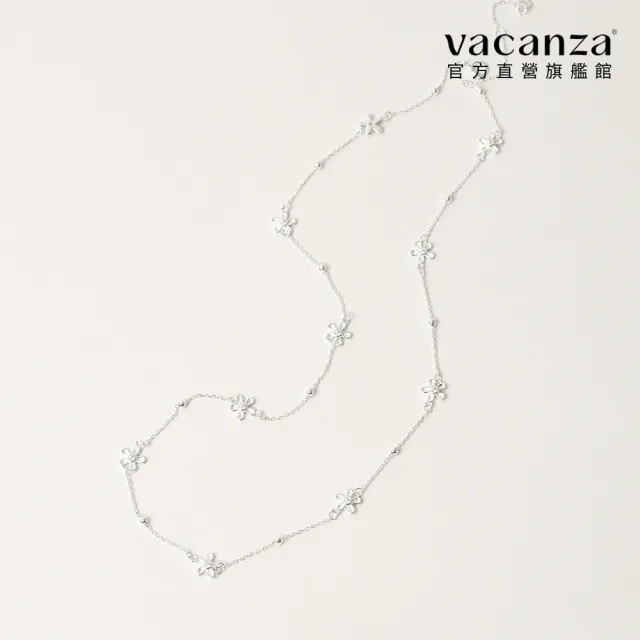 【vacanza】925純銀飾品|小花圓珠 純銀項鍊 (抗過敏 七夕禮物 生日禮物)