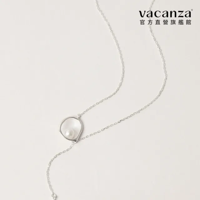 【vacanza】925純銀飾品|圓圈淡水珍珠 純銀項鍊 Y字鍊 (抗過敏 七夕禮物 生日禮物)