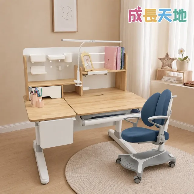 【成長天地】120cm桌面 兒童書桌椅ME209+AU902(書桌椅 書桌 升降桌椅 成長桌椅 兒童桌椅 實木桌椅)