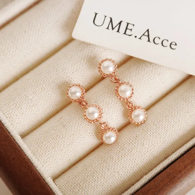 【UME.Acce】法式復古宮廷珍珠垂墜耳環(S925純銀耳針 珍珠耳環 優雅氣質垂墜款 典雅宮廷風設計)