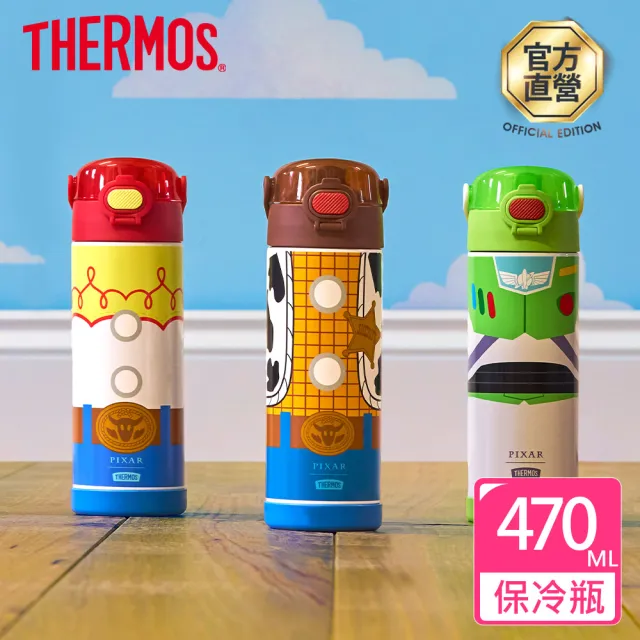 【THERMOS 膳魔師】玩具總動員不鏽鋼真空彈蓋直飲保冷瓶兒童水壺470ml(F4215TS)
