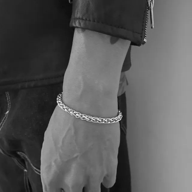 【CReAM】Farley鈦鋼立體交錯潮男型男嘻哈手鍊手環(生日 禮物 送禮 禮盒)