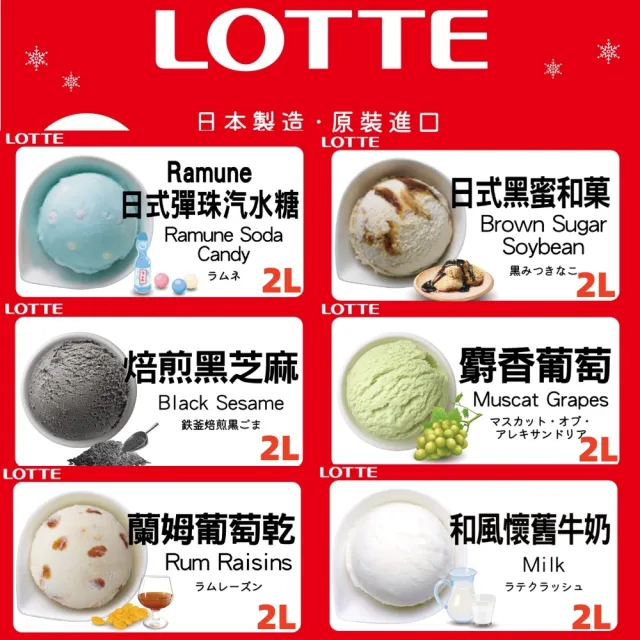 【Lotte 樂天】日本Lotte家庭號桶裝冰淇淋2Lx1桶(日本原裝進口多種口味任選)