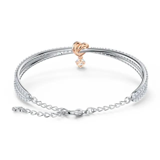【SWAROVSKI 施華洛世奇】官方直營 Lifelong Heart 心形手鐲 白色 多種金屬潤飾 | 5516544