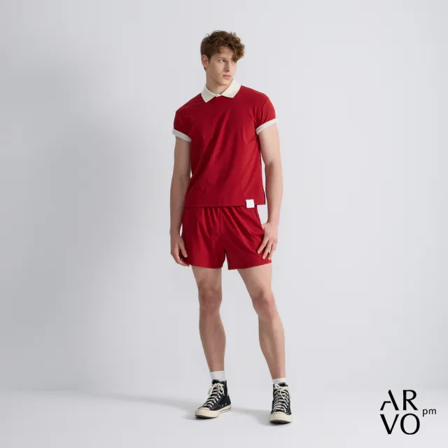 【ARVOpm】男女同款_logo刺繡紅色寬直筒短褲73126316007(限時6折)