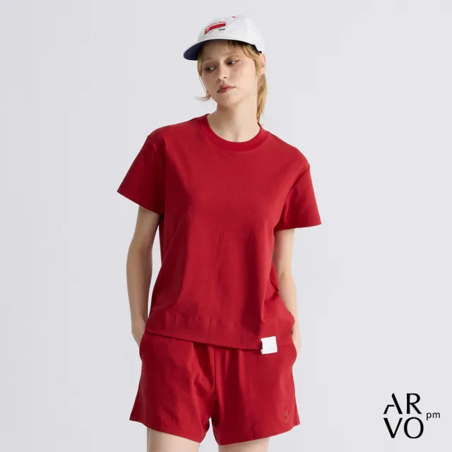 【ARVOpm】男女同款_logo刺繡紅色Baby Tee73126319001(限時6折)