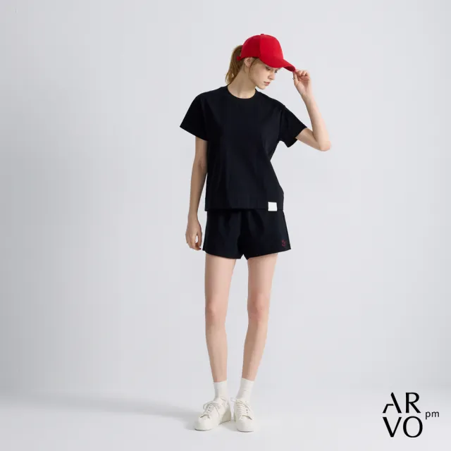 【ARVOpm】男女同款_logo刺繡黑色Baby Tee73126319002(雙11限定)