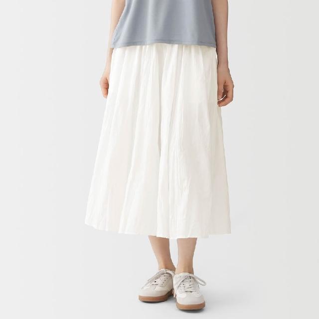 【MUJI 無印良品】女不規則楊柳舒適褲裙(柔白/黑色/藍色/暗藍)