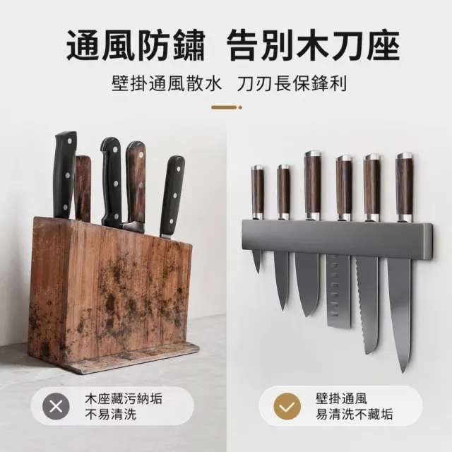 免打孔壁掛式碳鋼刀具收納架(菜刀架 刀具架 刀座 置物架 廚具收納 插刀架 瀝水架 廚房收納)