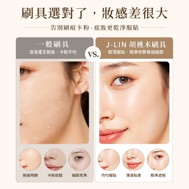 【JLIN】胡桃木典藏刷具-粉底KAW KAW刷K01