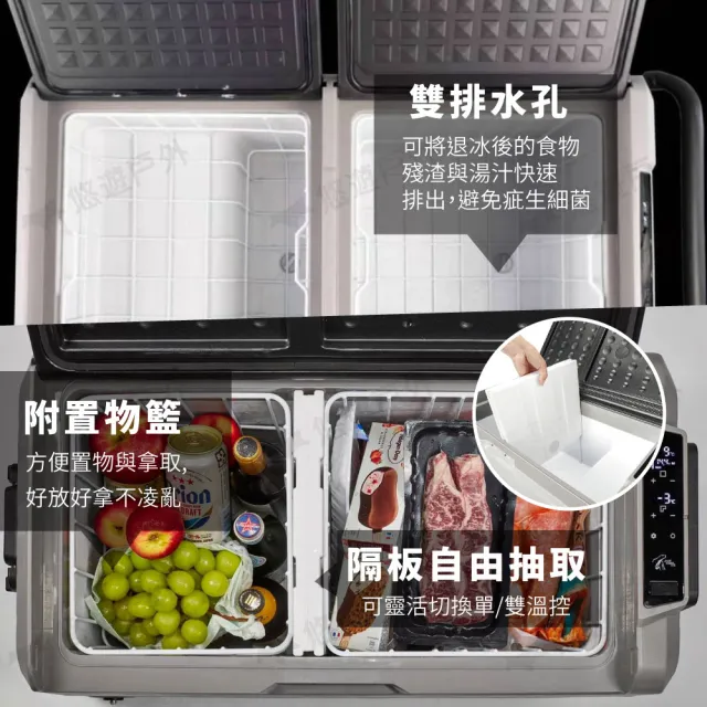 【Juz cool 艾比酷】雙槽雙溫控車用冰箱 D60 冷藏冷凍 LG壓縮機 溫控冰箱 行動冰箱 悠遊戶外