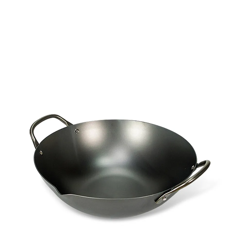 【PREMIUM 極】不易生鏽窒化鐵中華鍋36cm(日本製極鐵鍋無塗層炒鍋)