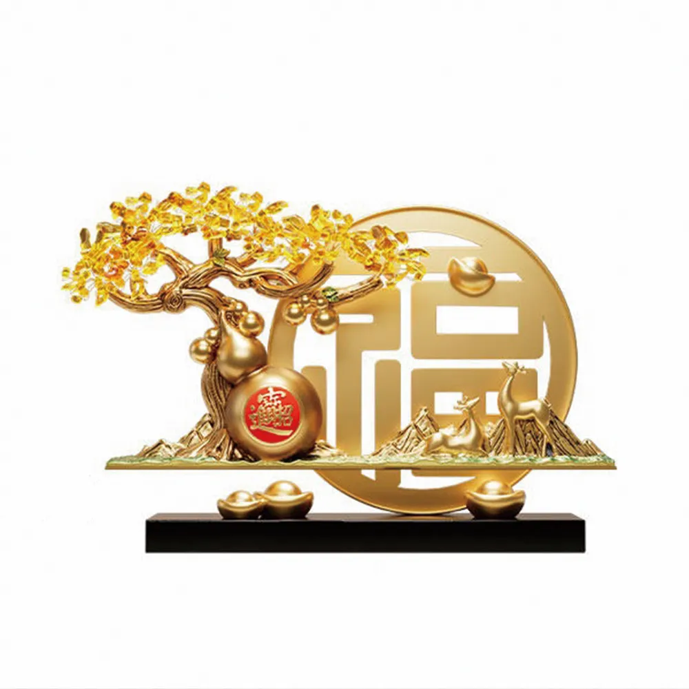 【超微米】五福臨門招財葫蘆擺件 金元寶福字客廳玄關酒櫃裝飾喬遷新居禮品(招財葫蘆擺件)
