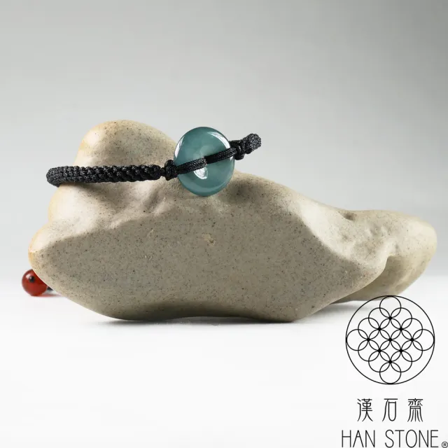 漢石齋】天然翡翠A貨小平安扣玉佩手繩冰種深藍水(15*15*3.4mm) - momo