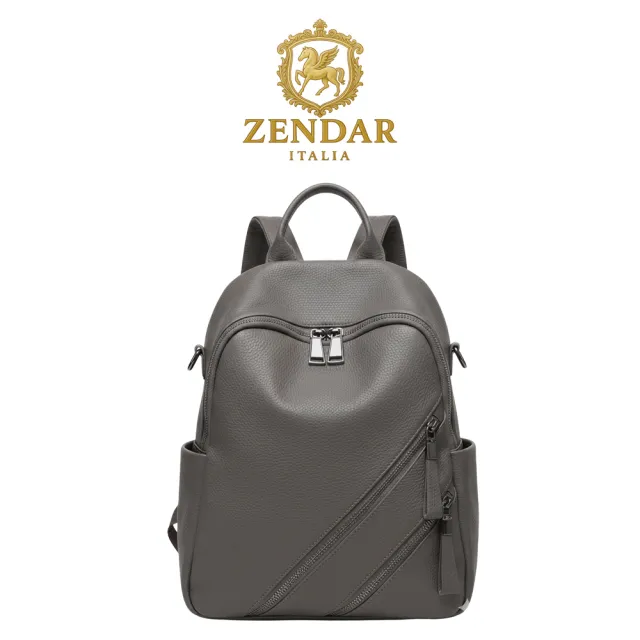 【ZENDAR】台灣總代理 限量1折 頂級超柔軟小牛皮後背包 蕾娜系列 全新專櫃展示品(大象灰 男包 女包)