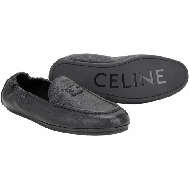 【CELINE】賽琳 ADAM TRIOMPHE 凱旋門壓印山羊皮鬆緊樂福鞋(黑色)